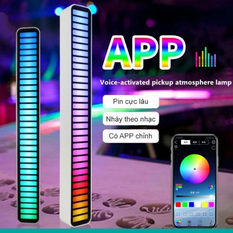 Thanh Đèn Led RGB nháy theo nhạc, Đèn Led cảm biến âm thanh quay clip Tiktok triệu view Có app điều khiển,Pin sạc