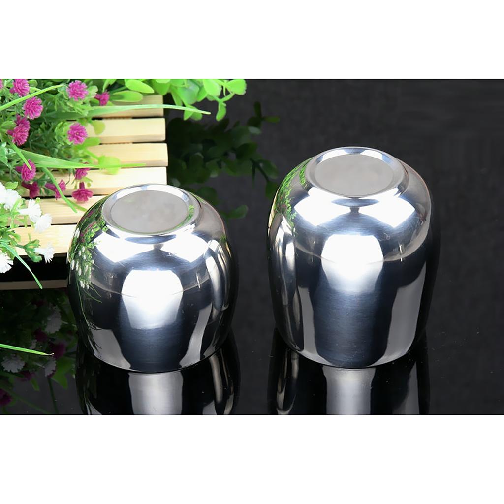 2xStainless Steel Beer Cup Double Wall Milk Coffee Tea Mug Curved 200ml