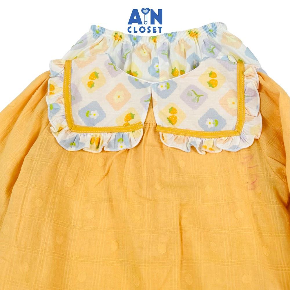 Bộ quần áo Dài bé gái họa tiết Hoa Ô Vàng cotton dệt - AICDBGYU82PC - AIN Closet