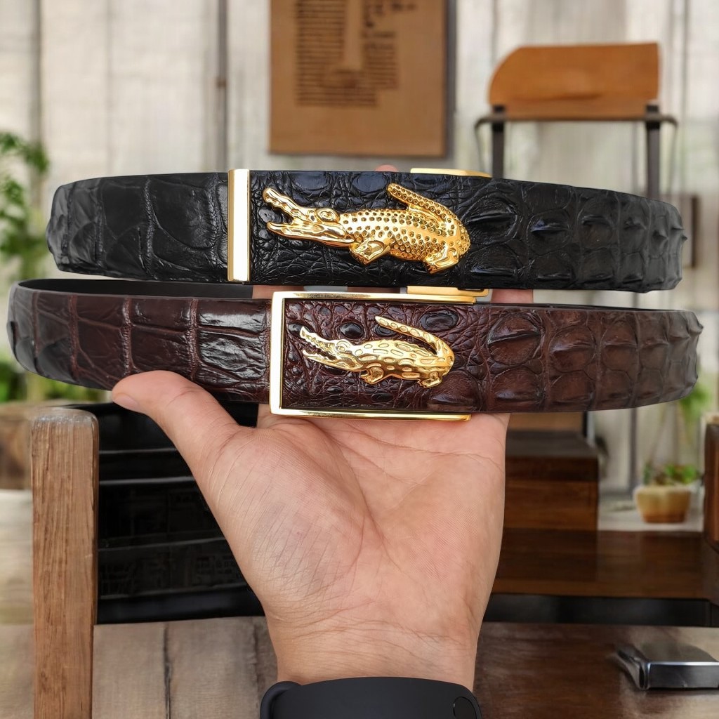 Thắt Lưng Cá Sấu Liền 4cm. Mặt khóa THÉP không gỉ loại 1