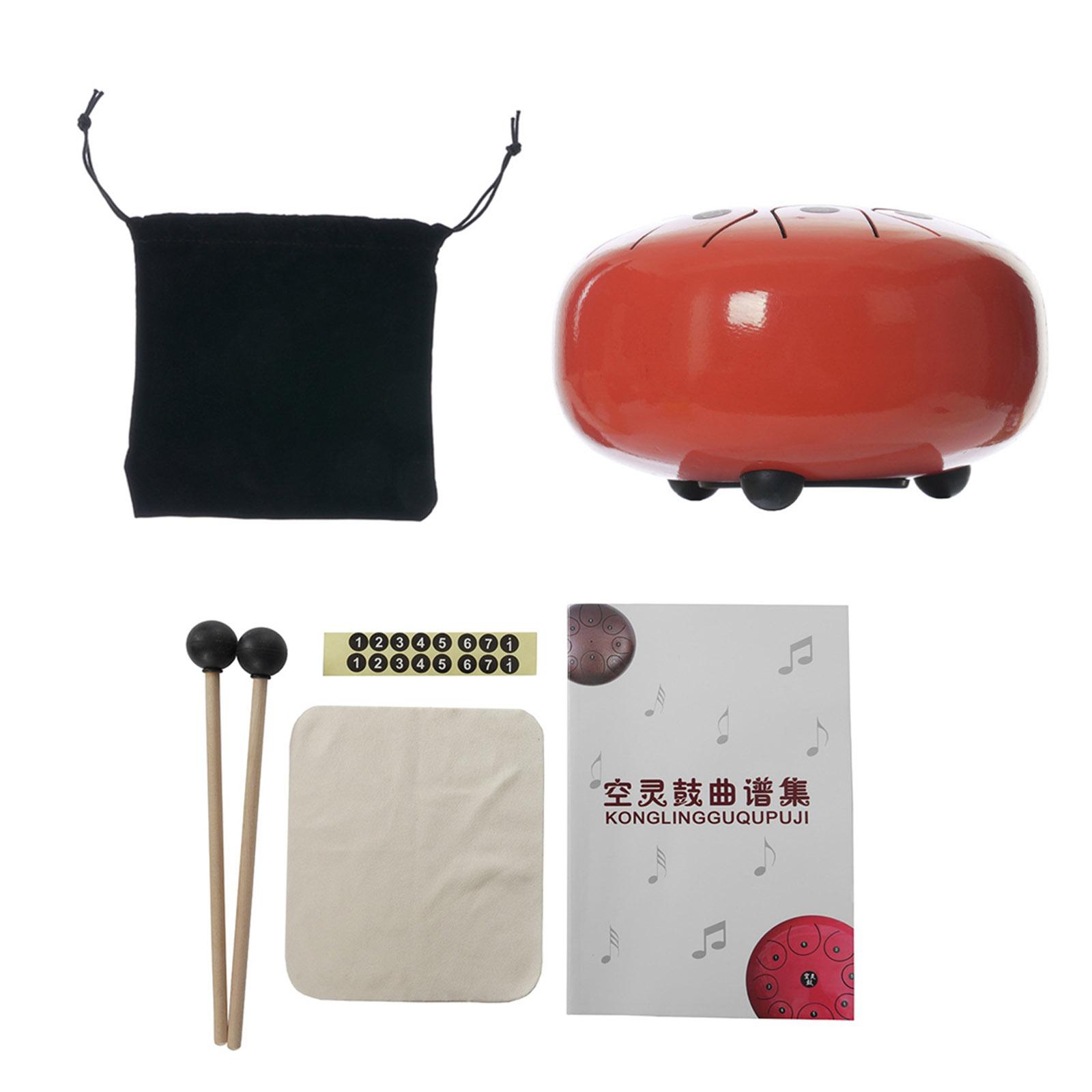 Steel Tongue Drum, 8 Notes 6 inch C-Key Handpan Hand Drums with Travel Bag, Mallets, for Meditation, Entertainment, Music and Gift, Orange
