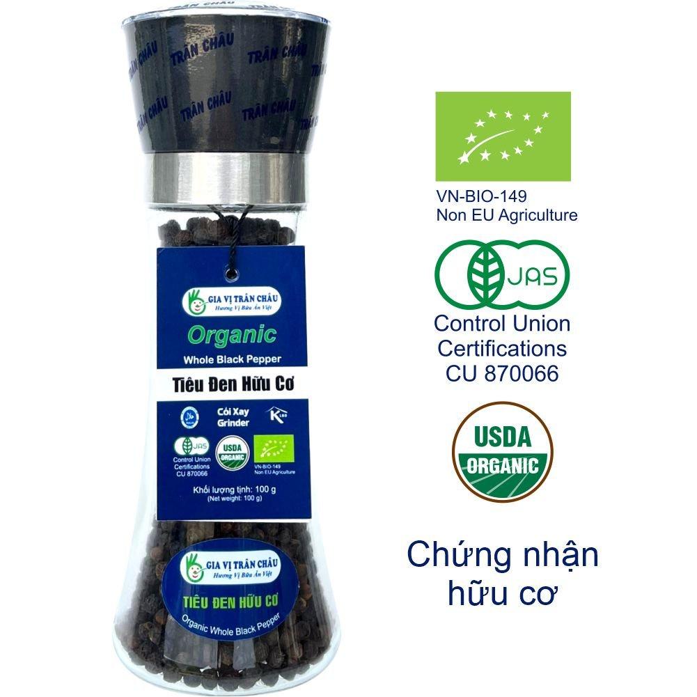 Tiêu đen hữu cơ Cối xay 100g Trân Châu