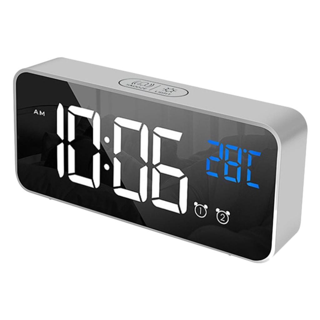 Silent Electronic Alarm Clock Mirror Surface Clock Desktop/Shelf Clock Silver