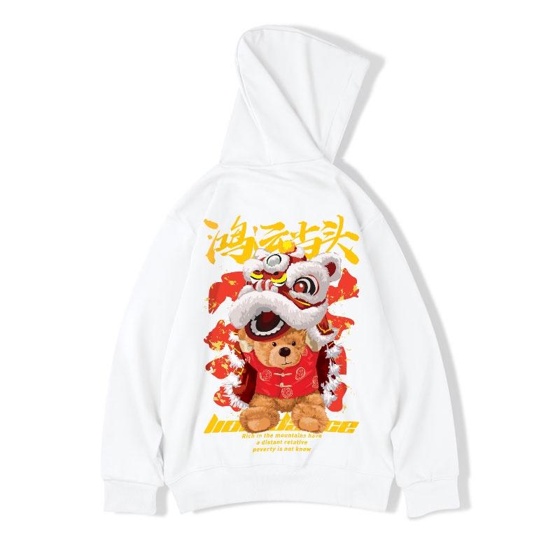 Áo Hoodie nam chất nỉ cao cấp from rộng in hình gấu sư tử độc lạ