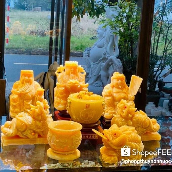 Bát Tụ Bảo Phong thuỷ Đá Ngọc Chiêu Tài Lộc, kích thước 12cm, 15cm Có đế đẹp