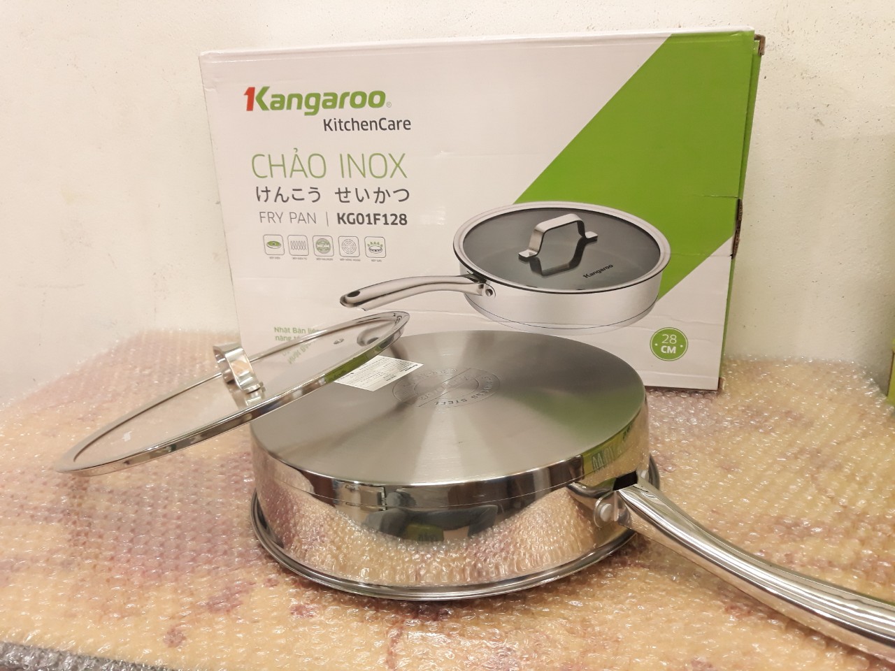 Chảo inox chống dính size 28cm KG01F128 hàng chính hãng