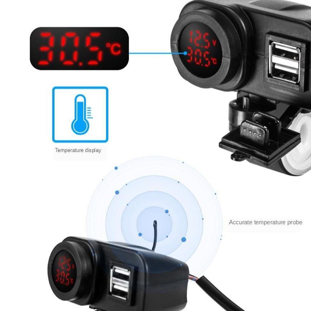 5V Motorcycle Waterproof Mobile Phone Charger Socket Power Port Red