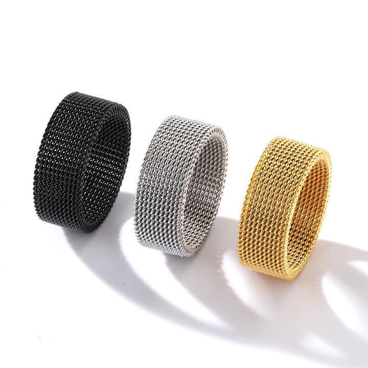 Nhẫn Nam Nữ Cao Cấp Titan Đính Đá Lấp Lánh Thời Trang Thép Không Gỉ  trangsucpt - Nhẫn Dring PTNNA29 - M3 LƯỚI XOAY ĐEN V