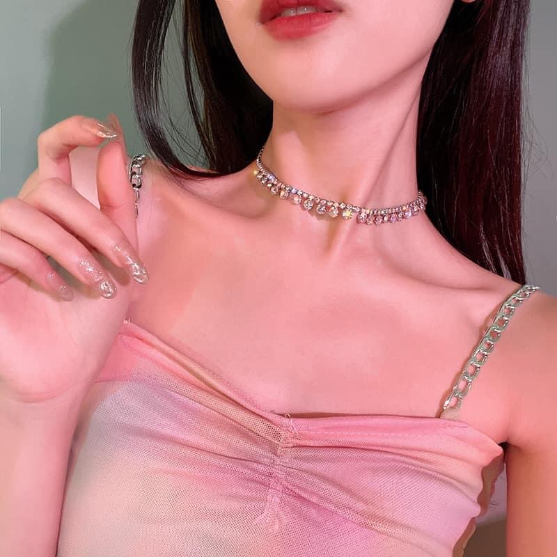 Vòng cổ chocker đính đá nhân tạo sang chảnh