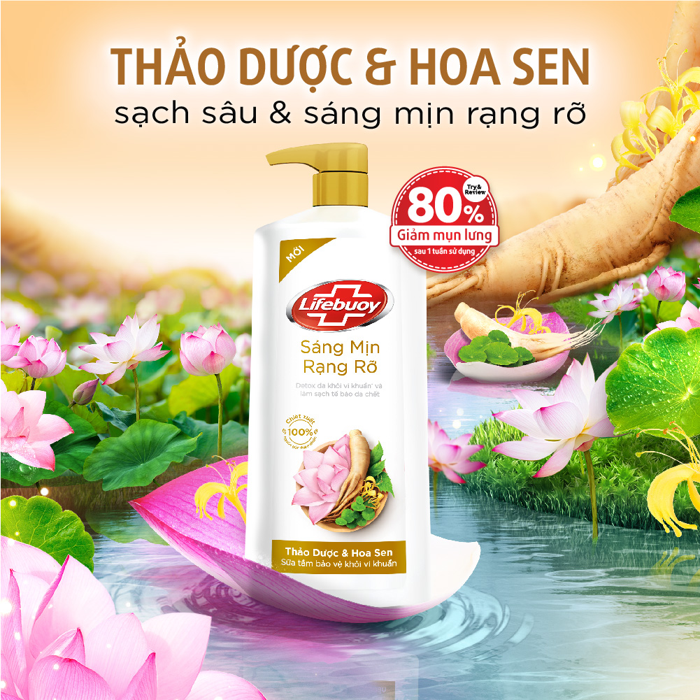 Sữa Tắm Lifebuoy Bảo Vệ Khỏi Vi Khuẩn Thảo Dược &amp; Hoa Sen 800g (784ml)