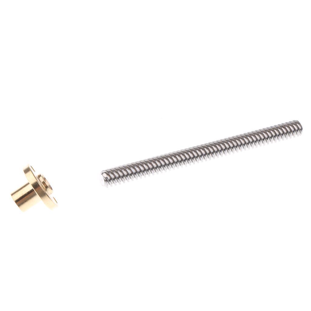 T8 8mm Dia Threaded Screw Rod+Screw Nut For 3D Printer Stepper Motor
