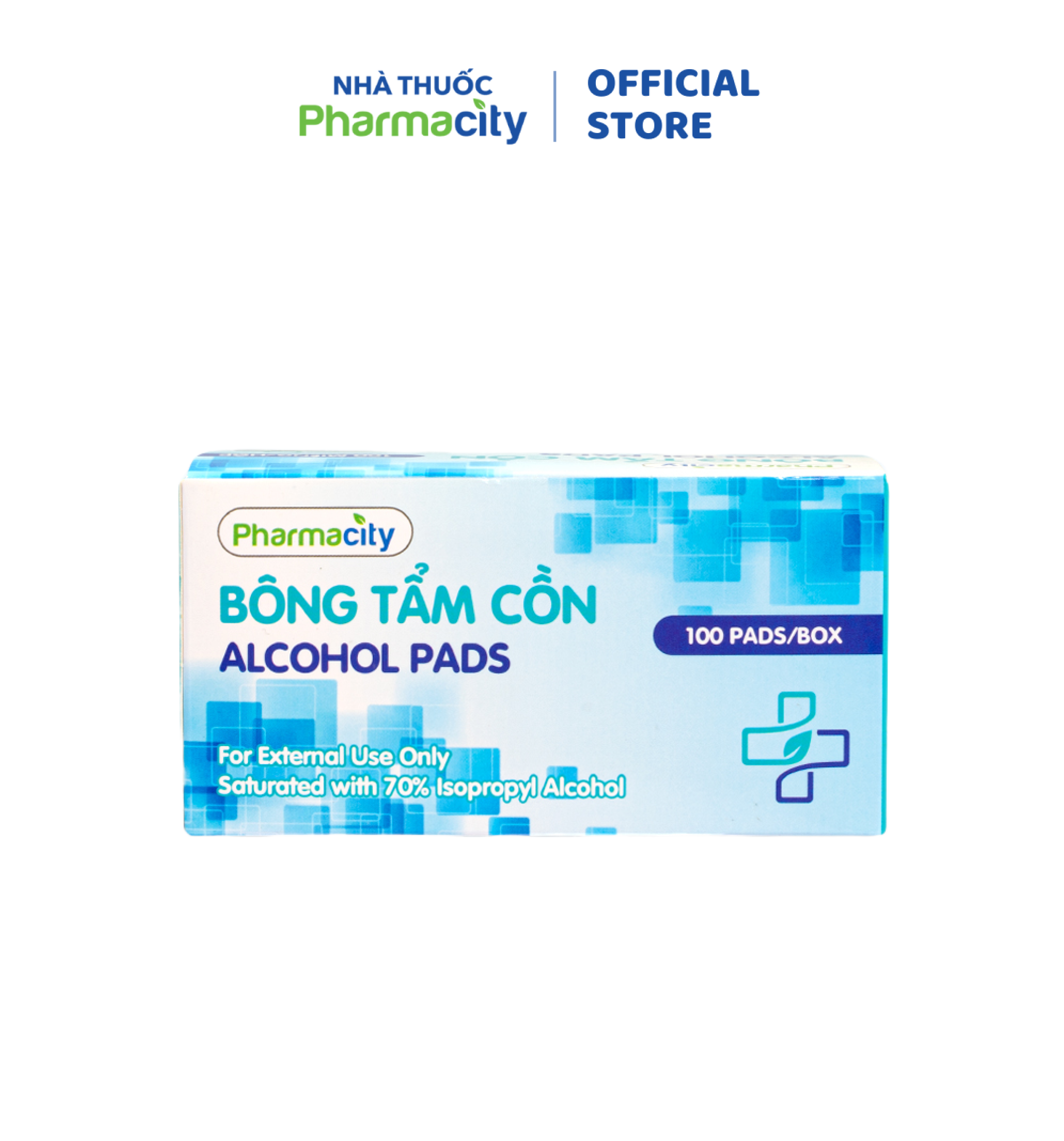 Bông tẩm cồn Pharmacity 30x65mm (Hộp 100 miếng)