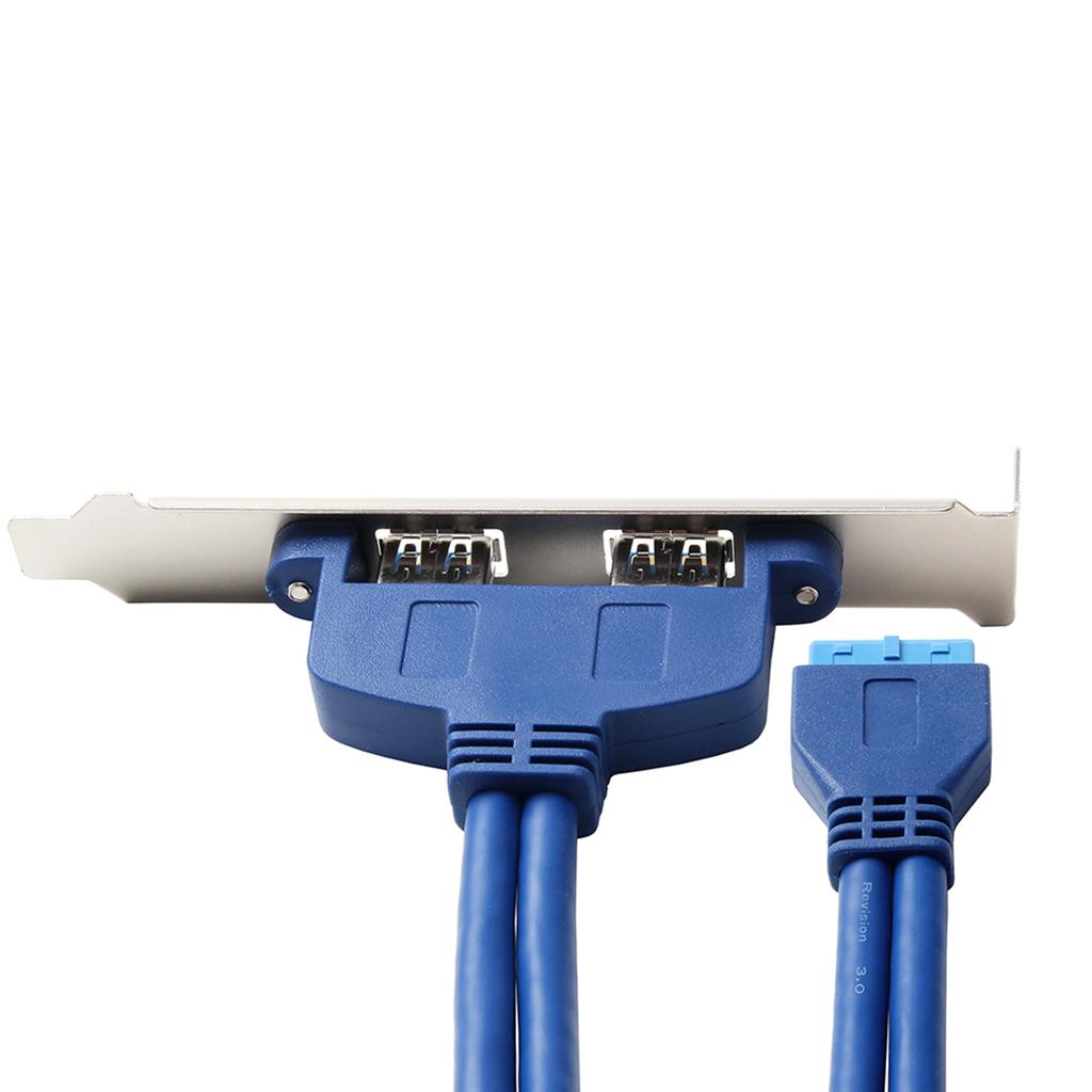 Motherboard USB 3.0 Dual Port PCI Bracket Cable with Built-in 20 Pin Header