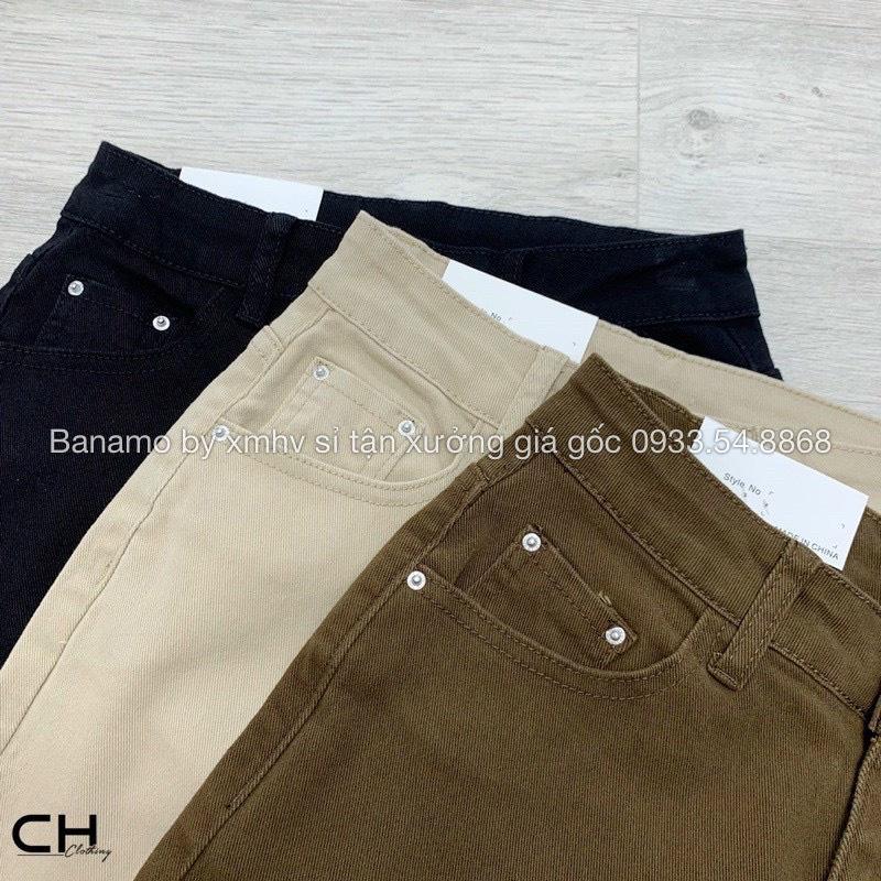 Quần jean dáng baggy co giãn hàng đẹp màu đen nâu kem thời trang 863