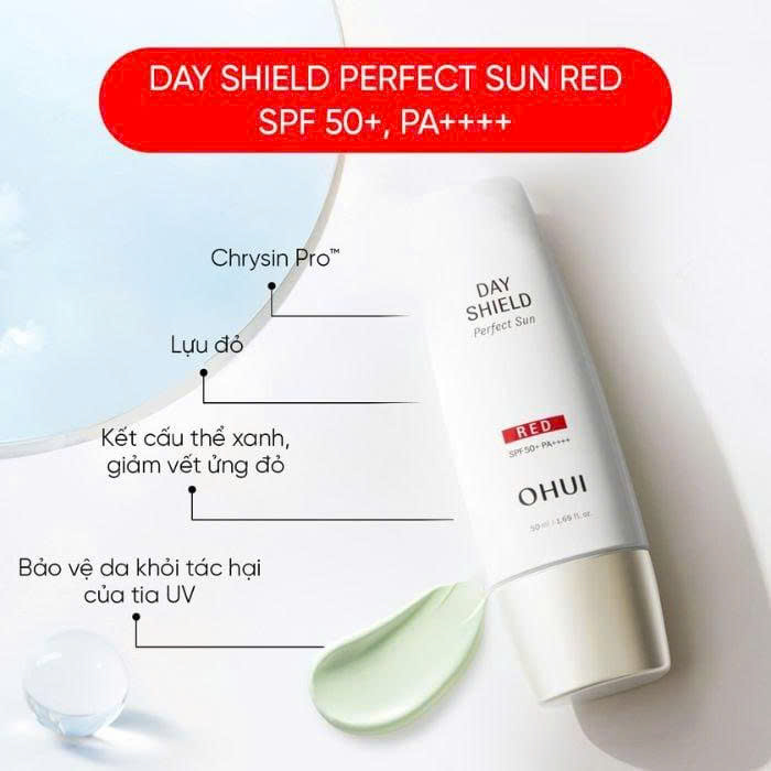 Kem Chống Nắng Ohui Cho Da Dầu Mụn Day Shield Perfect Sun Red SPF50+/PA++++ Upsize 80ml