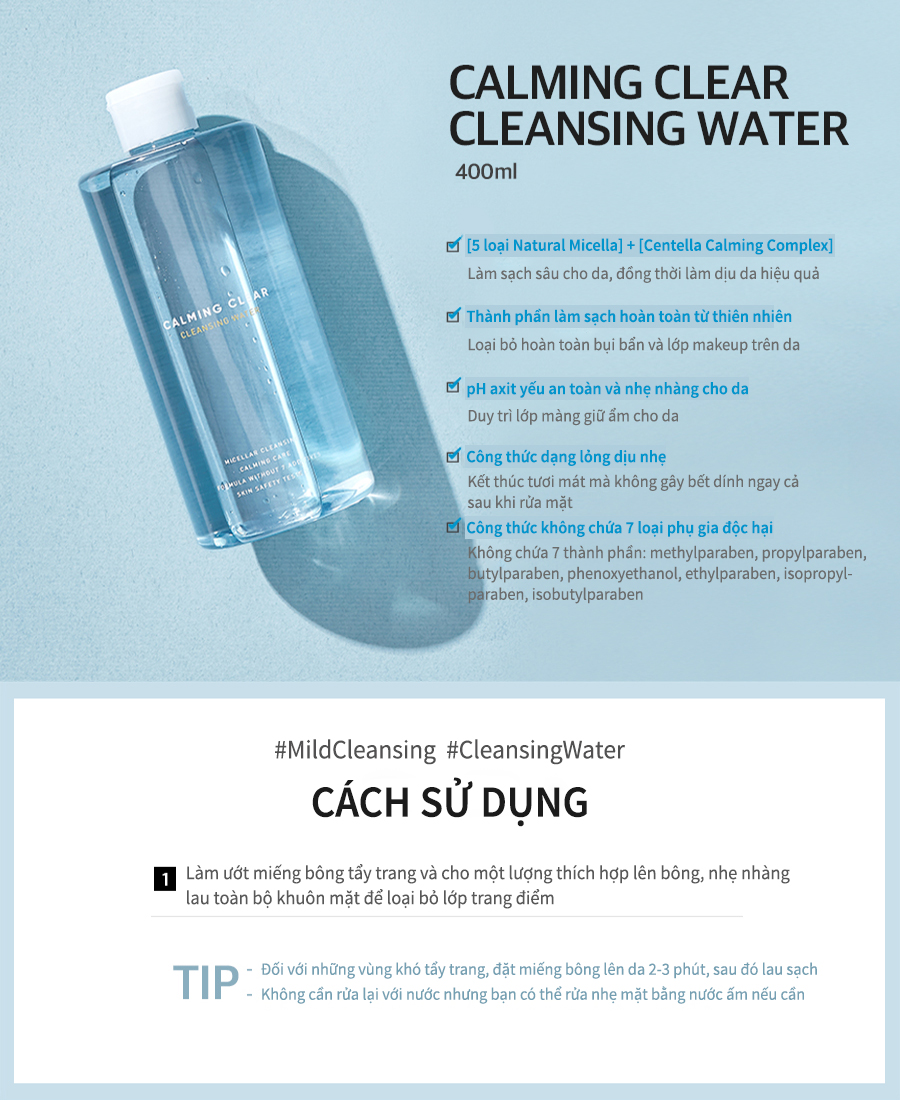 Nước tẩy trang làm dịu da Leaders Calming Cleansing Water