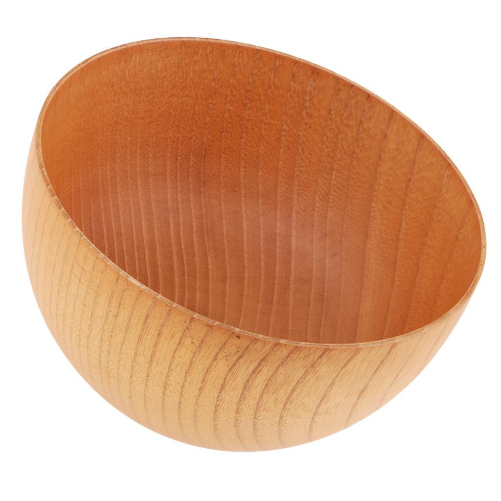 4x Round Wooden Cereal Bowl Food Container Camping Dinner Lunch Tableware