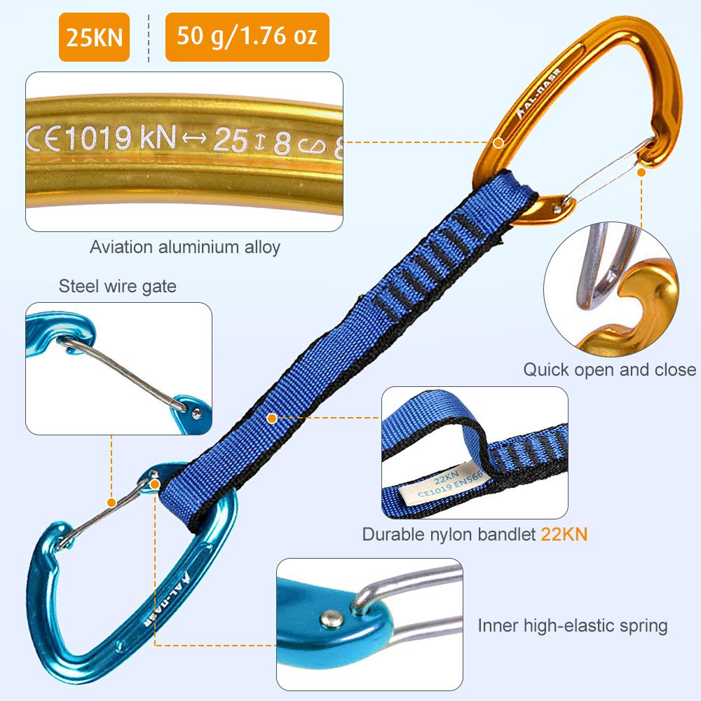 Móc khóa Carabiner chữ D 22KN đa năng, dã ngoại