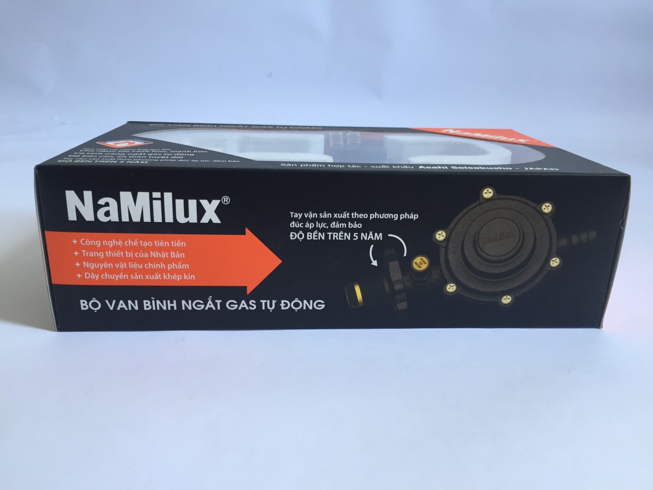 Bộ van ga điều áp tự động ngắt ga Namilux NA-345S-VN + 1.4m dây ga + 2 cổ nhuê inox - Hàng chính hãng