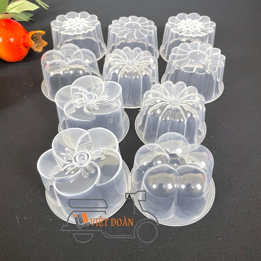 Khuôn làm RAU CÂU, RAU CÂU DỪA , BÁNH IN, BÁNH PHỤC LINH hình hoa - CÓ NẮP, nhựa trong , dày