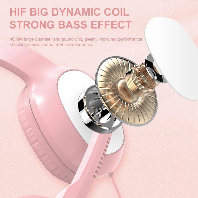 Tai Nghe Chụp Tai G19 Có Dây Hình Tai Mèo Kèm Mic RGB Cổng 3.5mm Cho PC Laptop