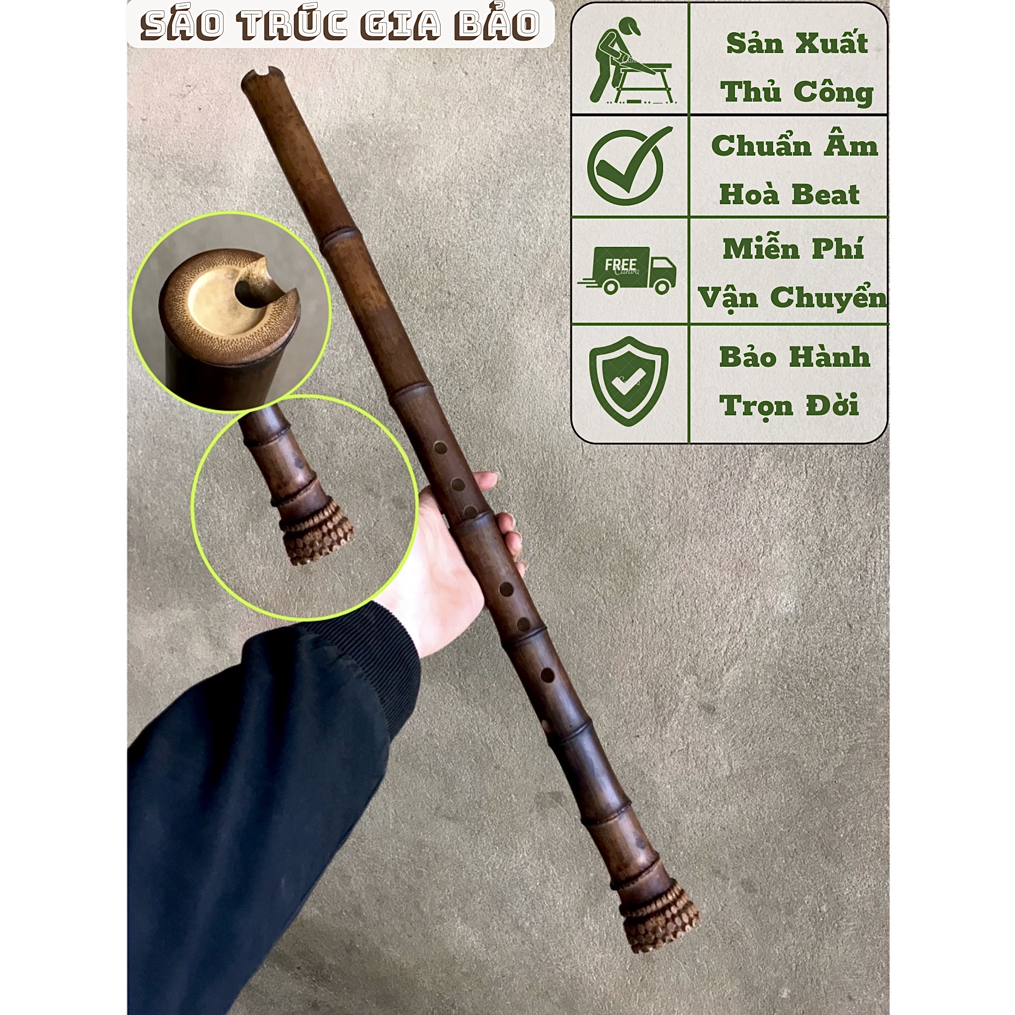 Tiêu Bát Khổng Trúc Gốc Hun Khói. Động Tiêu Trúc Gốc