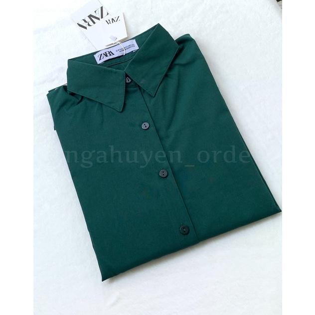 Sơmi màu xanh cổ vịt chuẩn Vintage thô dày cho cô nàng đam mê theo phong cách Thu Đông