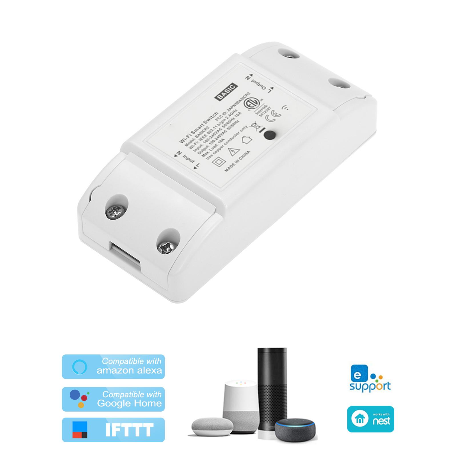 Basic Wifi Switch Works with Alexa for Google Home Timer 10A/2200W Wireless Remote Switch for Android/IOS APP Control for Electric Appliances Universal Smart Home Automation Module