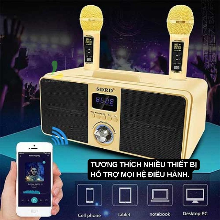 Loa Bluetooth Karaoke SD309 - Loa xách tay mini làm từ nhựa ABS kèm micro không dây xịn hát karaoke liên tục 5 giờ