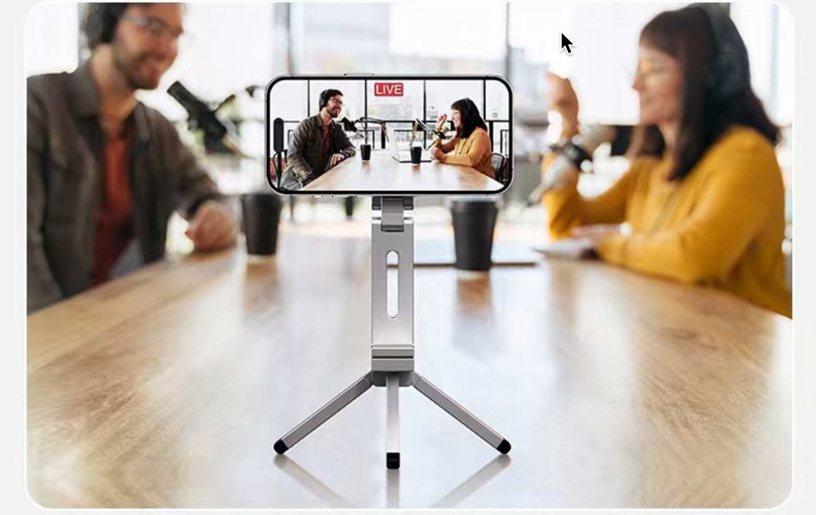 Giá đỡ kệ đỡ điện thoại từ tính gập xoay 360 độ để bàn, kẹp thành bàn, ô tô, máy bay livestream, selfile tự sướng - Hàng chính hãng