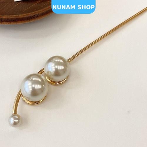 Trâm cài tóc kim loại ngọc trai nhân tạo thiết kế sang trọng Hàn Quốc Nunam Shop