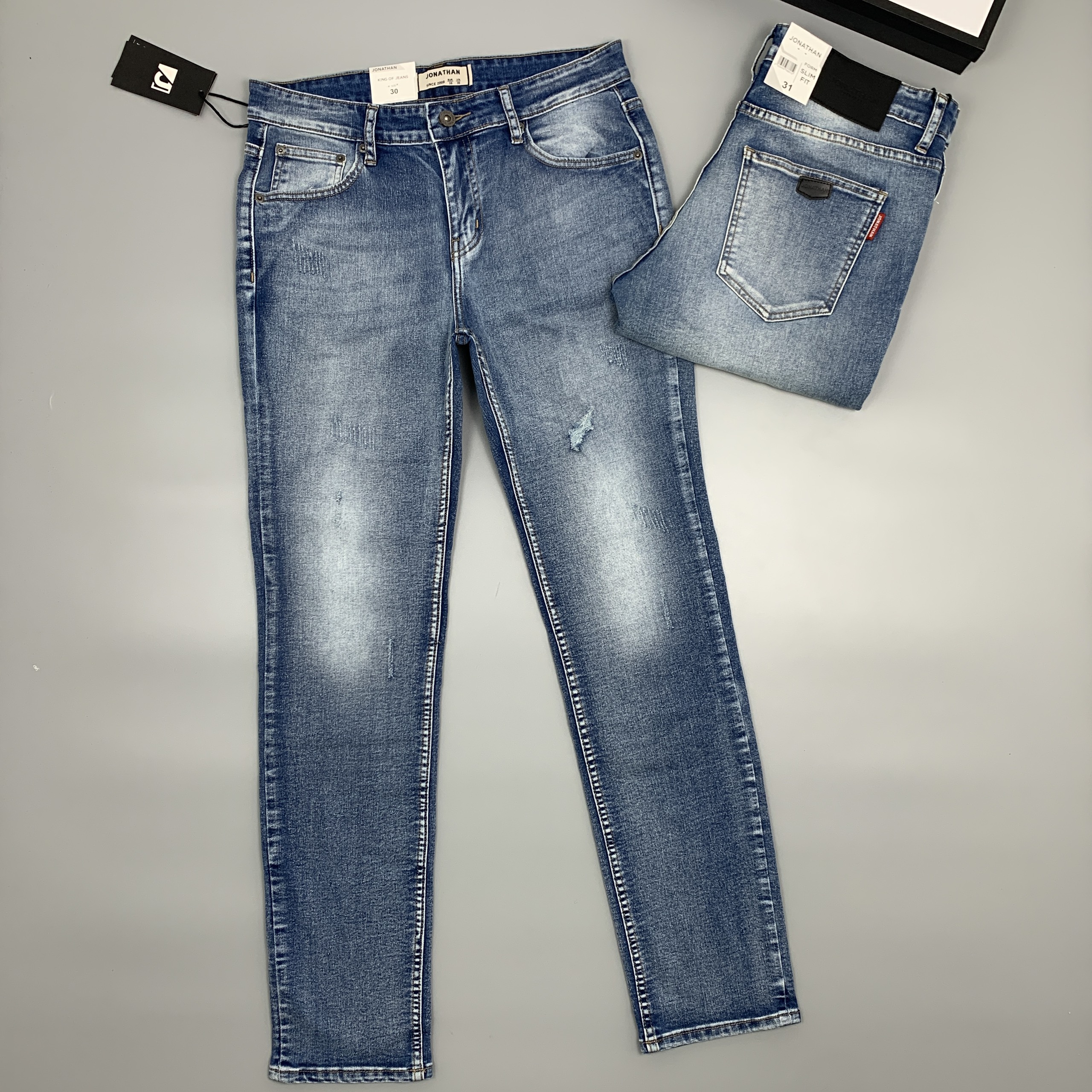 Quần jean nam xanh sáng JONATHAN QJ055 vải denim cao cấp co giãn nhẹ 4 chiều, form dáng chuẩn đẹp, trẻ trung, hottrend