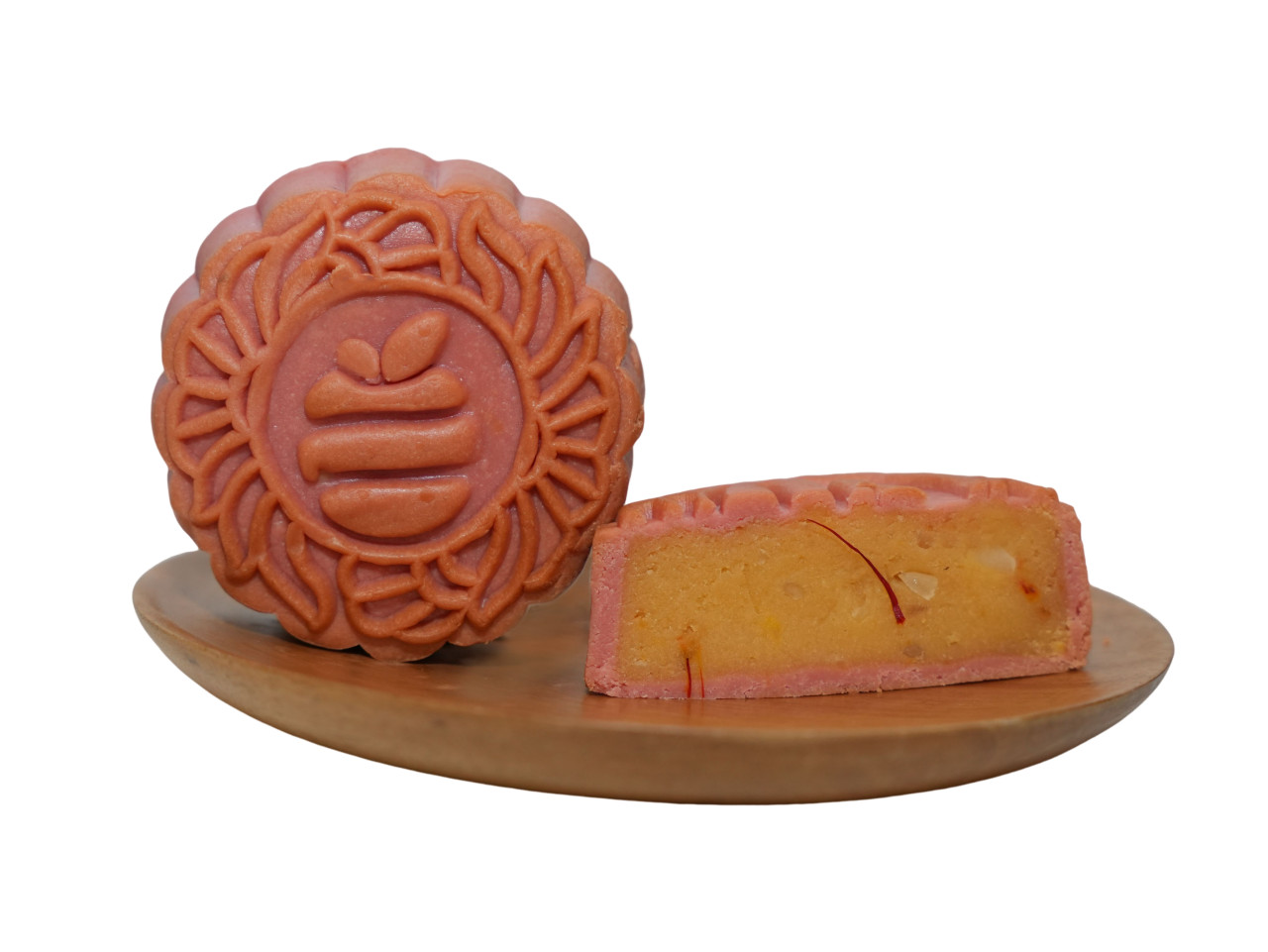 Bánh trung thu ăn kiêng, ít ngọt Đào Saffron Hạt Macca 150g (không trứng) Nonglamfood |Quà tặng healthy ý nghĩa