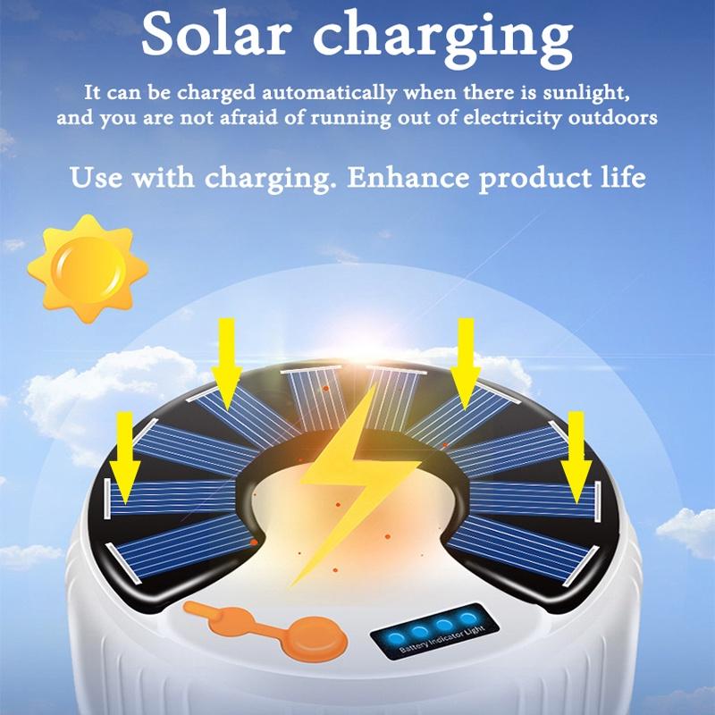 Bóng đèn LED sạc năng lượng mặt trời tiết kiệm di động cho cắm trại ngoài trời