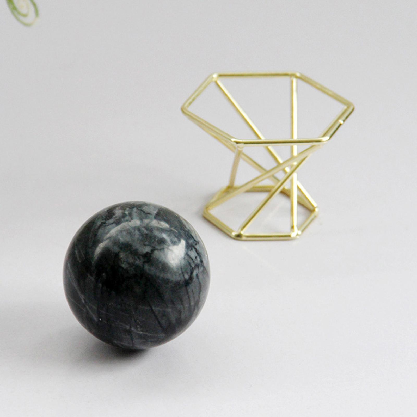 2" Black Marble Ball with Gold Display Stand for Office Decoration