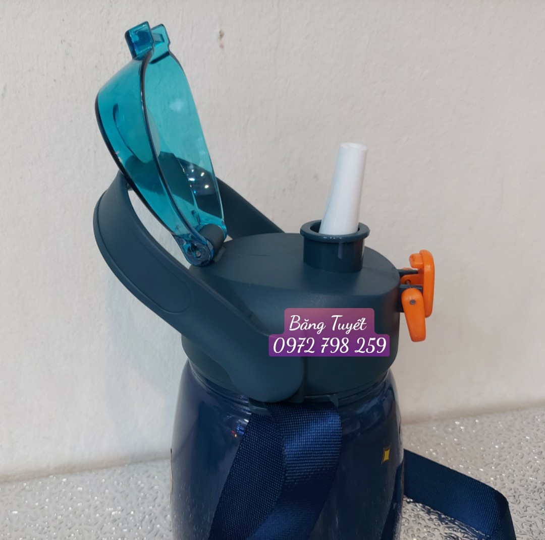 Bình giữ nhiệt cute có dây đeo có ống hút inox 304 tặng sticker 1100ml Bình giữ nhiệt cho bé có ống hút dễ thương