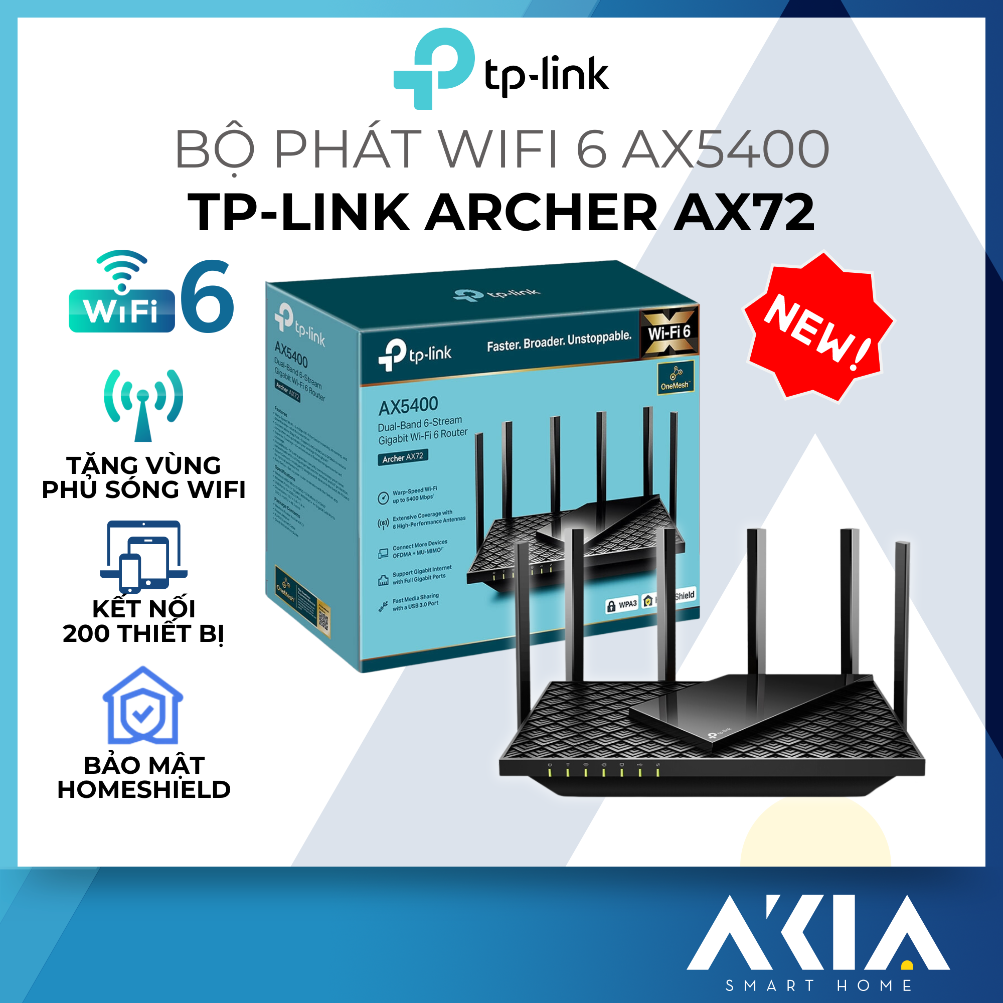 Bộ Phát Wifi TP-Link Archer AX72 / AX73 - Wifi 6 Gigabit Băng Tần Kép AX5400 - HÀNG CHÍNH HÃNG