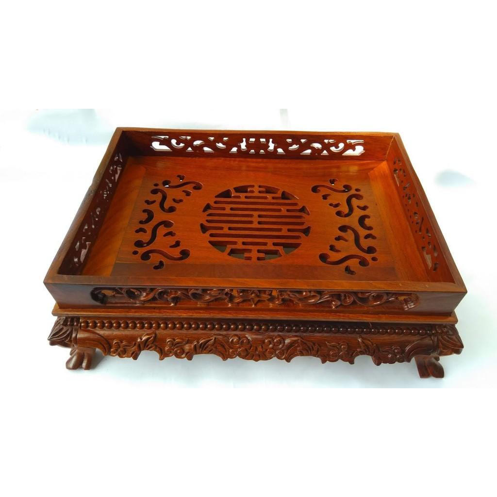 Khay trà chân quỳ gỗ hương