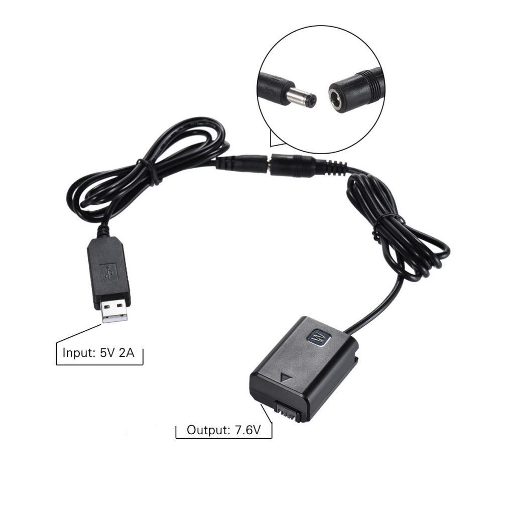 NP-FW50 Replacement Dummy Battery USB Adapter Cable For Sony NEX-3/5/6/7 Series A33, A37, A35, A55, a7, a7R, a7II