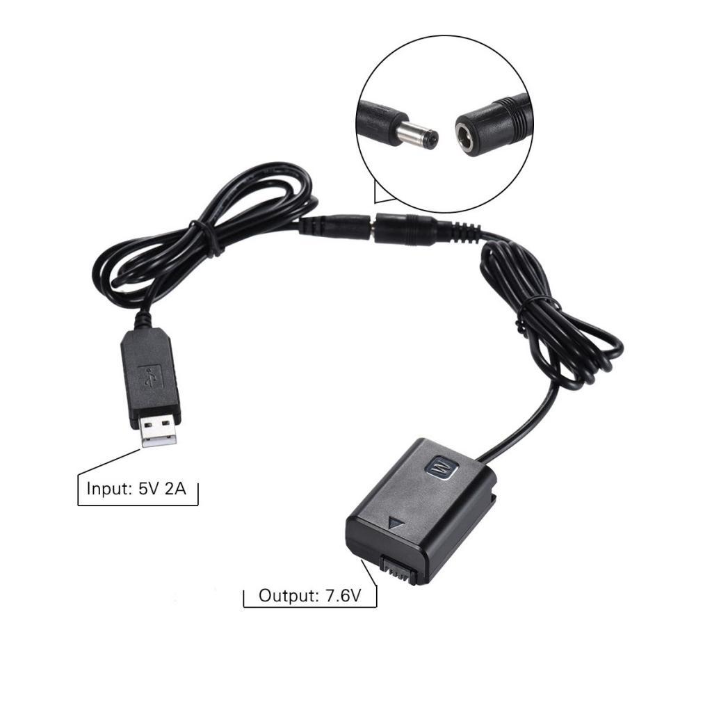 NP-FW50 Power Adapter DC Dummy Battery USB Adapter Cable For Sony Camera