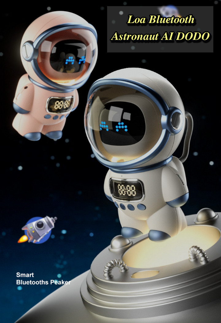 Loa Bluetooth Astronaut AI DODO Kiêm Báo Thức, Đèn Ngủ, Led Nhảy Theo Nhạc, Pin 1800mAh - Home and Garden