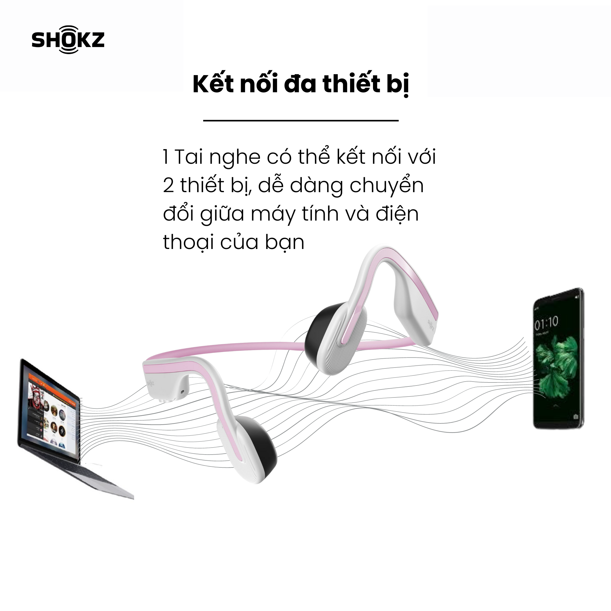 Tai Nghe Bluetooth Thể Thao Truyền Âm Thanh Qua Xương SHOKZ OPEN MOVE S661 - Hàng chính hãng