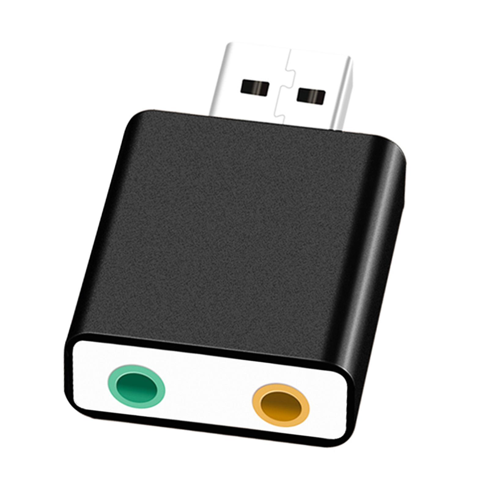USB Audio Adapter with 3.5mm Speaker/Headphone & Microphone Jacks