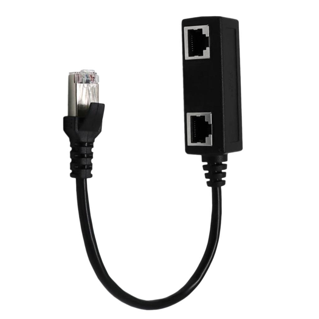 1 to 2 Port Ethernet Switch Y Splitter Adapter Cable for CAT 5/ 6 LAN