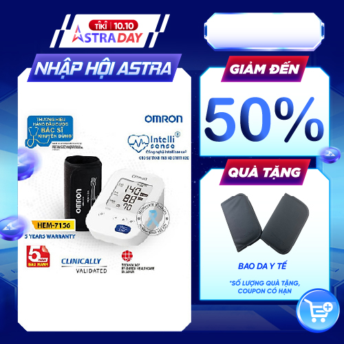 [Công Nghệ Mới Cảnh Báo Đột Quỵ] Máy Đo Huyết Áp Bắp Tay Omron HEM 7156 | Thương Hiệu Nhật Bản