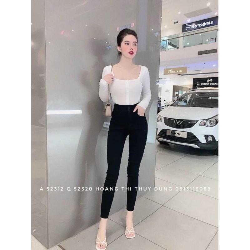 QUẦN LEGGING 2 KHUY CẠP CAO GEN BỤNG - CHẤT UMI HÀN -KÈM HỘP