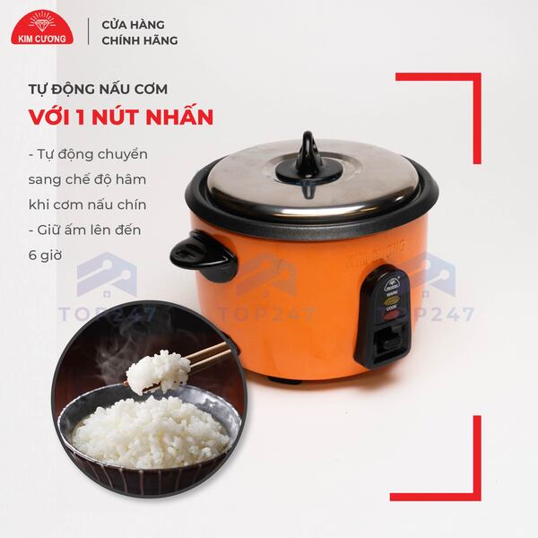 Nồi Cơm Điện Kim Cương 0.8 Lít Nắp Rời Chống Dính - Hàng Chính Hãng