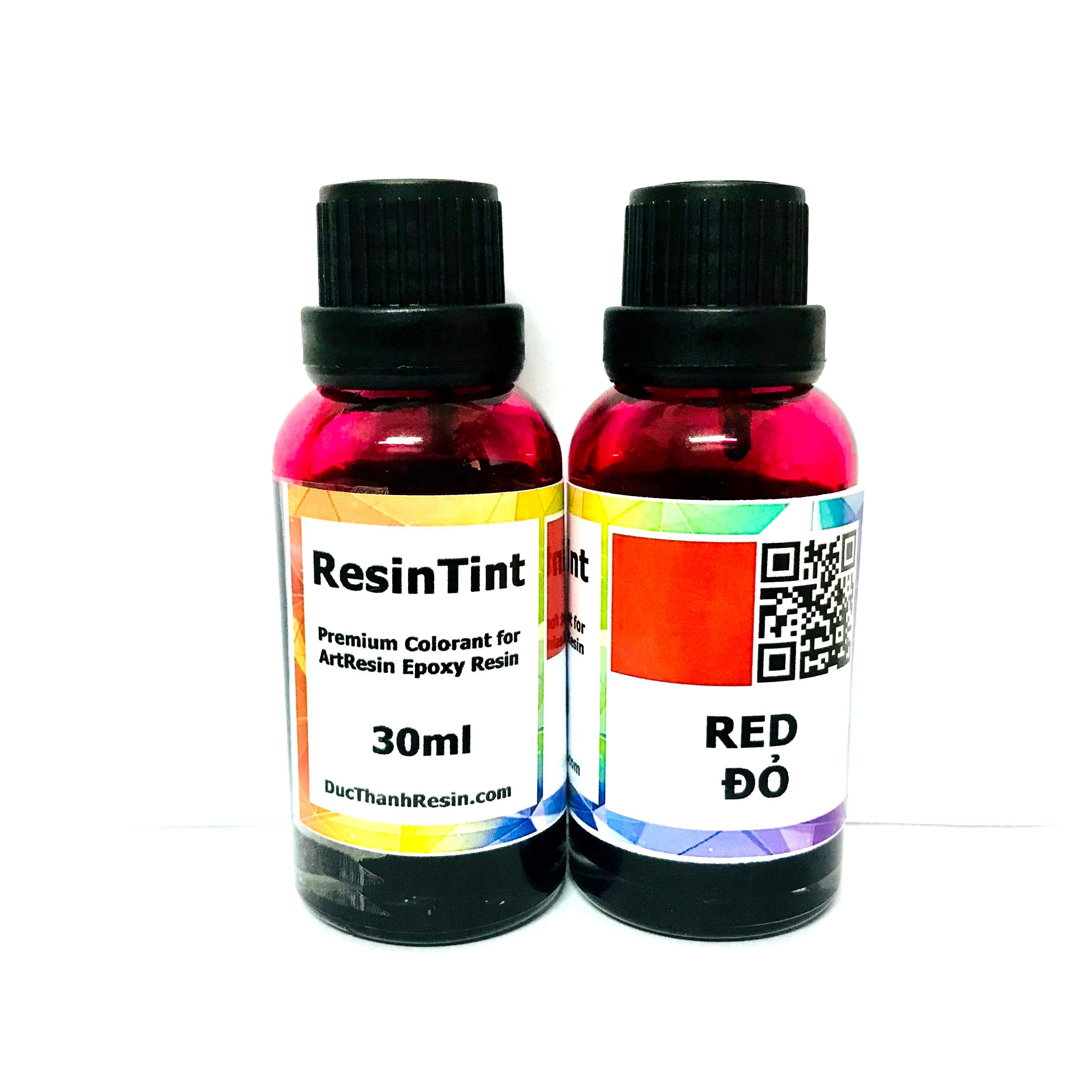 Màu trong suốt xuyên thấu pha Epoxy Resin - Màu hiệu ứng kính - RED ĐỎ - 30ml