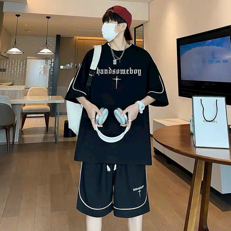 Bộ thể thao nam nữ chất liệu tổ ong loại 1 form unisex quần trên gối, [FREESHIP] Sét Đồ Bộ Thun Bao Đẹp Mang Cá Tính Kèm Họa Tiết Dấu Cộng Giữa, Bộ Quần Áo Thể Thao Nam Nữ mặc nhà Mùa Hè Unisex, Hình Thêu Sắc Nét, Phong Cách Cao Cấp