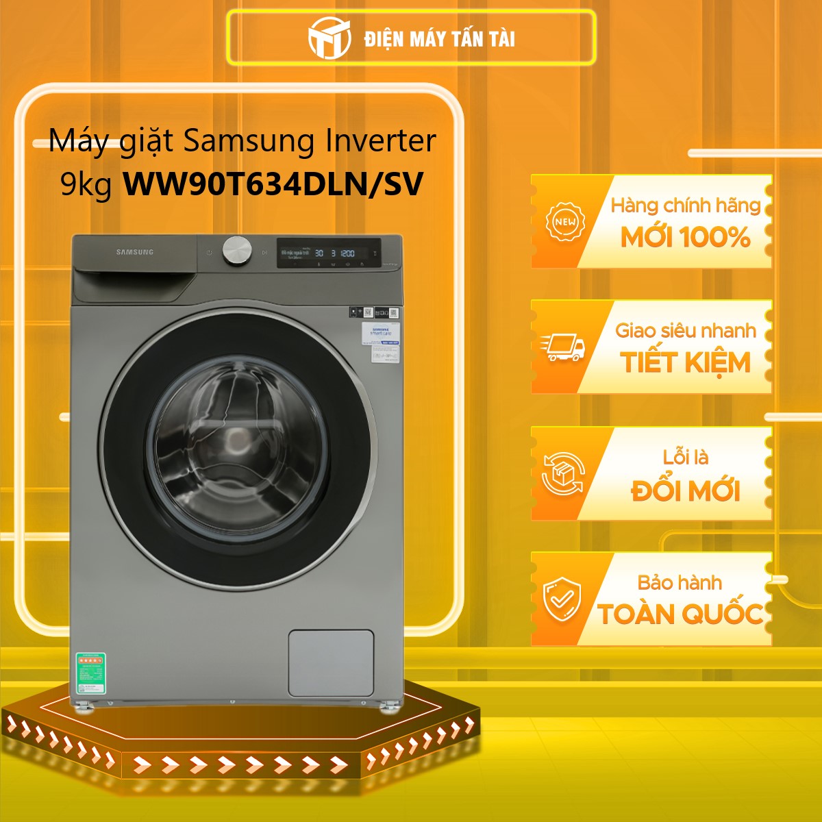 Máy giặt Samsung 9.0 KG INVERTER WW90T634DLN/SV - Hàng chính hãng ( Chỉ giao HCM )